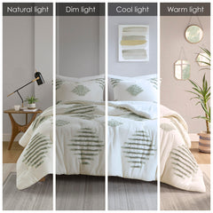 King/Cal King 3 Piece Cotton Blend Chenille Comforter Set