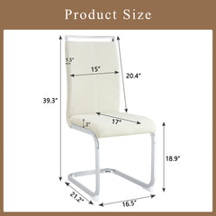 Set of 2 Cream Textured Granular Fabric Material Dining Chairs: 39.3" High, 20.4" Ergonomic Backrest, Ideal for Dining Room, Living Room & Modern Spaces, Stylish & Comfortable