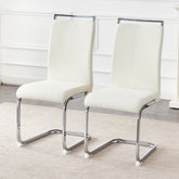 Set of 2 Cream Textured Granular Fabric Material Dining Chairs: 39.3" High, 20.4" Ergonomic Backrest, Ideal for Dining Room, Living Room & Modern Spaces, Stylish & Comfortable