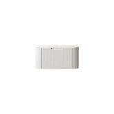 DINA 30'' Wall Mounted Plywood Cabinet with Carrara White Sintered Stone Countertop, One Drawer, NO Basin, NO Faucet and Drain, White Color (New SKU)