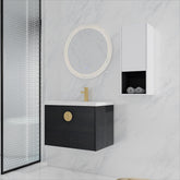 28" Wall-Mounted Bathroom Vanity With Ceramic Sink and Side Cabinet, Soft Close Doors, 00212WHK-06328BCT Combination Cabinet(KD-Packing)