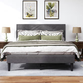 Queen Bed Frame, linen storage headboard, strong and stable, no noise,Under Bed Storage, no box spring,Weight 485lbs (Carbon Gray)