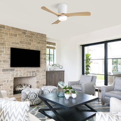 42-Inch Matte White Ceiling Fan with DC Motor, Dimmable LED Light, Timer & Memory for Living Room & Bedroom