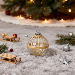 D3.9" X-Mas Hanging Ornament, Decorative Hanging Ball Christmas Tree Ornaments for Holiday Party Decorations, Set of 3