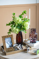 D6x10" Clear Glass Accent Vase with Artistic Amber Spots