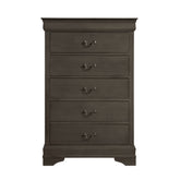 Classic Louis Philippe Style Stained Gray Finish 1pc Chest of 5x Drawers Traditional Design Bedroom Furniture