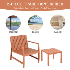 Holiday - 2-Piece Indoor/Outdoor Furniture set 1 Chairs & 1 Coffee Tables Waterproof PP Material- Easy Assembly Patio Conversation Set (Apricot Brown)