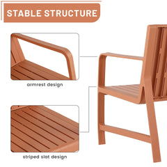 Holiday - 2-Piece Indoor/Outdoor Furniture set 1 Chairs & 1 Coffee Tables Waterproof PP Material- Easy Assembly Patio Conversation Set (Apricot Brown)