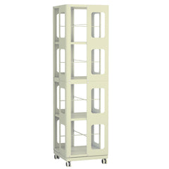 4-Tier All-Steel Rotating Bookshelf with 360° Wheels, Large Size Sturdy & Spacious Book Rack, New Style Yellow Bookshelf,Easy Assembly