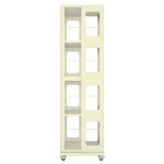 4-Tier All-Steel Rotating Bookshelf with 360° Wheels, Large Size Sturdy & Spacious Book Rack, New Style Yellow Bookshelf,Easy Assembly