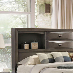 Contemporary Full Size Bed W Footboard Drawers Headboard Bookcase Gray Color 1pc Bed Bedroom Furniture