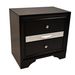 Traditional Style 2 Drawer Nightstand made with Wood in Black Color
