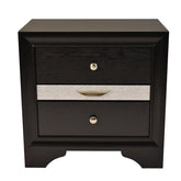 Traditional Style 2 Drawer Nightstand made with Wood in Black Color