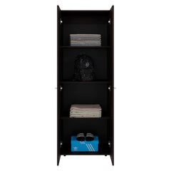 Stained Walnut 2-Door Tall Wardrobe Cabinet with 4 Shelf and Vertical Storage