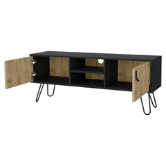 Wenge and Macadamia Hairpin Legs TV Rack