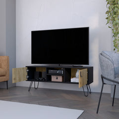 Wenge and Macadamia Hairpin Legs TV Rack