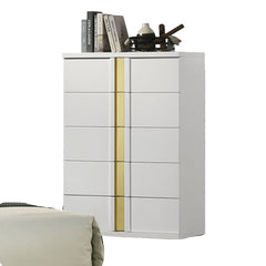 Contemporary Style 1pc Chest Modern Design Metal Bracket Legs Gold Dust Proof Case Ball Bearing Glides White And Gold Finish