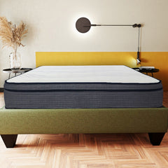 14 in. King Size Hybrid Mattress, Multi Layer Foam and Pocket Coil Mattress in a Bed