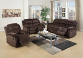 Modern Style 3pc Living Room Set 1x Sofa 1x Loveseat 1x Recliner Suede Padded Seat Metal Reclining Pillow Arms Cushion Back Chocolate Finish Primary Living Room Furniture
