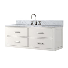 White Single Bath Vanity 48 in. W x 22 in. D, Carrara Marble Top, and Faucet Set