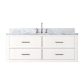 White Single Bath Vanity 48 in. W x 22 in. D, Carrara Marble Top, and Faucet Set
