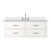 White Single Bath Vanity 48 in. W x 22 in. D, White Quartz Top, and Faucet Set