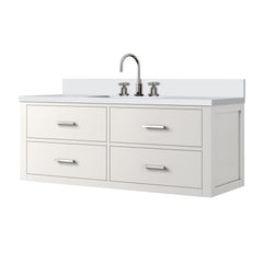 White Single Bath Vanity 48 in. W x 22 in. D, White Quartz Top, and Faucet Set