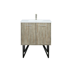 Rustic Acacia Bath Vanity 30 in. W x 20 in. D, White Quartz Top and Brushed Nickel Faucet Set