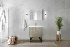 Rustic Acacia Bath Vanity 30 in. W x 20 in. D, Cultured Marble Top and Rose Gold Faucet Set