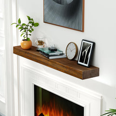 Fireplace Mantel, Wood Floating Fireplace Shelves,Wall Mounted Wooden Display Shelving,Handcrafted Wood Brack,Natural Mantels Over Fireplace,48" x 8" x 3"-Dark Chocolate