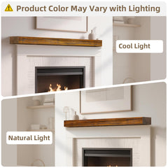 Fireplace Mantel, Wood Floating Fireplace Shelves,Wall Mounted Wooden Display Shelving,Handcrafted Wood Brack,Natural Mantels Over Fireplace,48" x 8" x 3"-Dark Chocolate