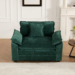 Cloud Sofa Single Seat (Ottoman is not included), Modern Sectional Couch, for Living Room Bedroom and Apartment, Comfy Double Layer Upholstered Seat Cushion, Breathable Chenille Fabric, Green,SW5041GN