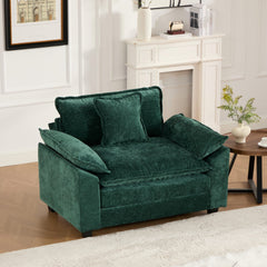 Cloud Sofa Single Seat (Ottoman is not included), Modern Sectional Couch, for Living Room Bedroom and Apartment, Comfy Double Layer Upholstered Seat Cushion, Breathable Chenille Fabric, Green,SW5041GN