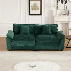 Wider Armrest LoveSeat (Ottoman is not included), Modern Sectional Couch, for Living Room Bedroom and Apartment, Comfy Double Layer Upholstered Seat Cushion, Breathable Chenille Fabric, Green,SW5042GN