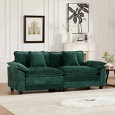 Wider Armrest LoveSeat (Ottoman is not included), Modern Sectional Couch, for Living Room Bedroom and Apartment, Comfy Double Layer Upholstered Seat Cushion, Breathable Chenille Fabric, Green,SW5042GN