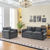 Deep Seat Luxury 2 Piece Loveseat Couch & Sofa Armchair Set, Modern Upholstered Chenille Cloud Couches Set Furniture with 3 Pillow for Living Room Bedroom Office Apartment,DIY Combination,Grey