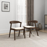 Dakota Solid Wood Cream Velvet Dining Chair (Set of 2) with Mid-Century Modern Design 16"W x 22"D x 29.3"H Velvet Upholstered Kitchen Side Chairs