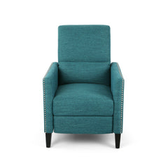 Pushback Recliner Chair with side pocket, Fabric Armchair Push Back Recliner with Rivet Decoration, Mid Century Accent Chair for Living Room, Bedroom