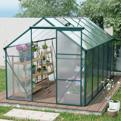 6x12 FT Polycarbonate Greenhouse Raised Base and Anchor Aluminum Heavy Duty Walk-in Greenhouses for Outdoor Backyard in All Season