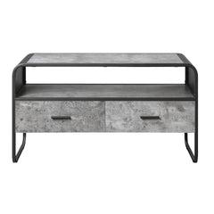 Concrete Grey and Black 2-drawer TV Stand