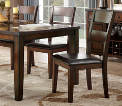 Cherry Finish Classic 6pc Dining Set Wooden Table w Draw Leaf Bench and 4 Side Chairs Faux Leather Upholstered Durable Furniture Transitional Style Ladder Back