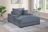 Modern Chaise Lounge w 2/ Cup Holders USB Ports Gray Color Corduroy Wooden Legs Pillows Plush Couch Sofa Chaise