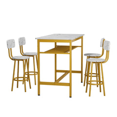 5-Piece Kitchen Counter Height Table Set, Bar Table with 4 Chairs