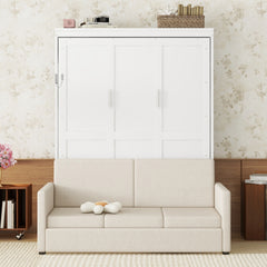 Queen Size Murphy Bed Wall Bed with Cushion, White(OLD SKU:LP000891AAK)