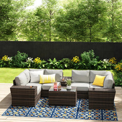 Fully Assembled 10-Piece Modular Wicker Patio Seating Set with Cushions – Seats 4 to 5