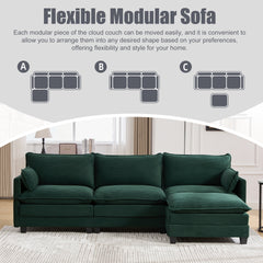 UNITED WE WIN Oversized Modular Sectional Sofa with Movable Ottoman, 102 Inch 4 Seat Modern Corduroy Sofa Set, Convertible L Shaped Couch for Living Room and Office