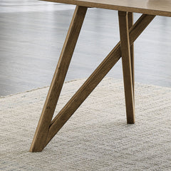 Darla 70"W Rectangular Walnut Oak Geometric Cross Base Dining Table