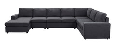Hayden 146.5" Modular Sectional Sofa with Reversible Chaise in Dark Gray Linen