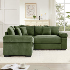 Oversized Cloud Modular Sectional Couch,Convertible Sectional Couches Deep Seat Extra-Wide Armrests, 10 Throw Pillows Premium Corduroy Fabric, Ergonomic Design,Easy Assembly, For Living Rooms,Green