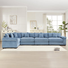 Oversized Cloud Modular Sectional Couch,Convertible Sectional Couches Deep Seat Extra-Wide Armrests, 18Throw Pillows Premium Corduroy Fabric, Ergonomic Design,Easy Assembly, For Study,Blue